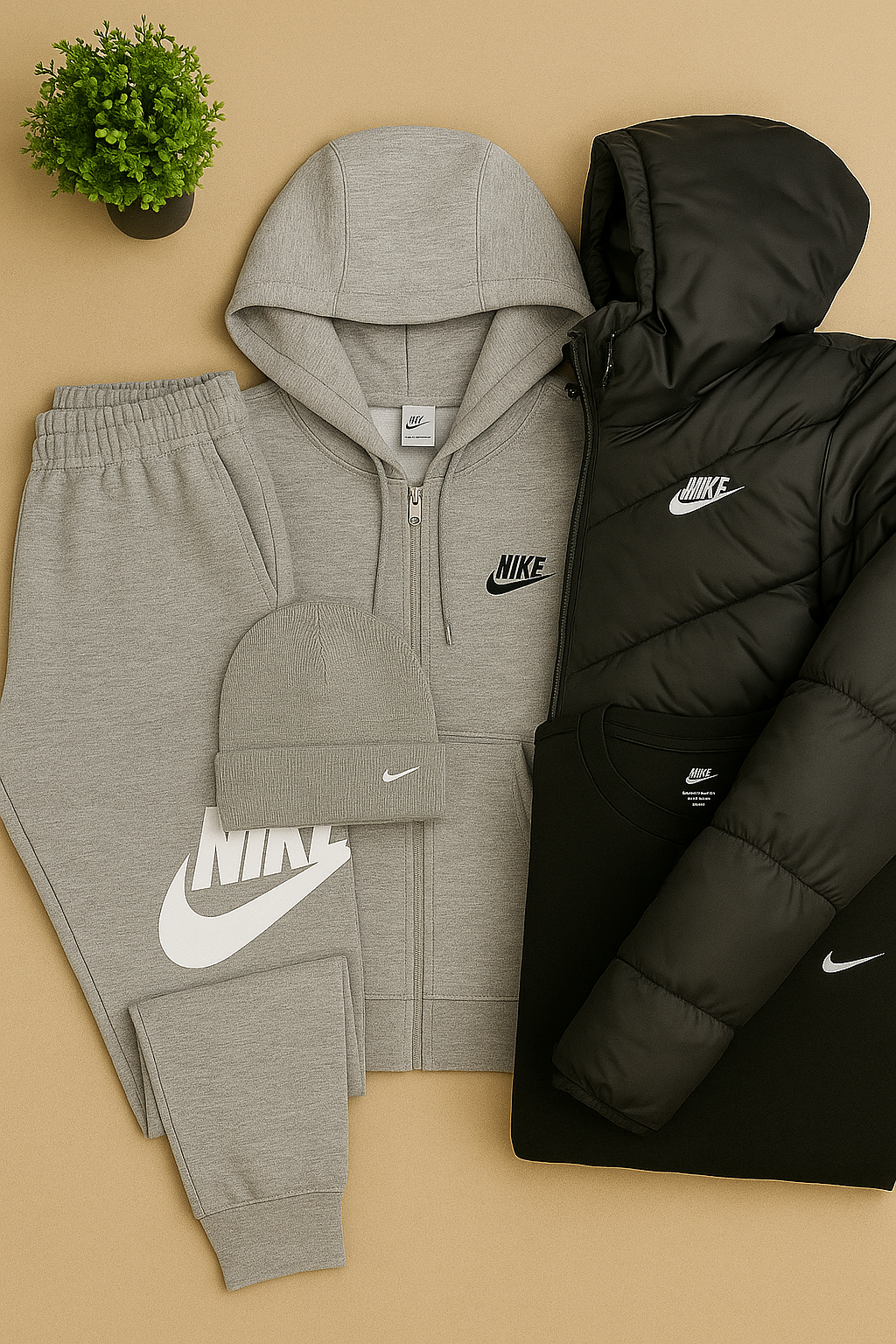 Ensemble Nk Hiver – Doudoune, Hoodie, Pantalon & Bonnet