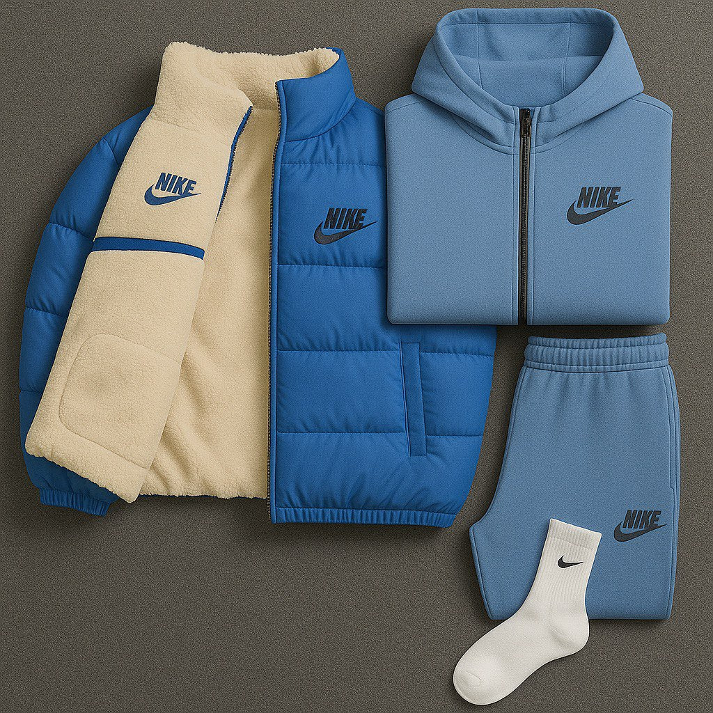 NK Essential – Ensemble Hiver, Doudoune Reversible, Combinaison Tech